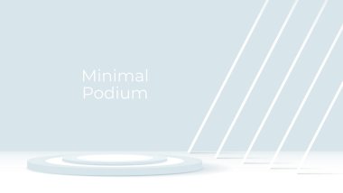 Minimum 3D beyaz ve gri podyum tasarımı. beyaz kaide