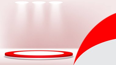 red and white 3d podium design with light. great for indonesian big holiday celebration, promotion banner, etc. clipart