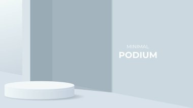 ürün gösterimi için iç arkaplanı olan beyaz podyum tasarımı