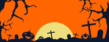 turuncu ve koyu mavi arkaplanlı cadılar bayramı resmi