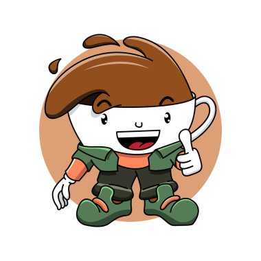 coffee cup character illustration with hand drawn style clipart