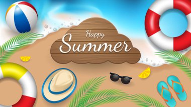 yaz arkaplanı plaj ve 3D element