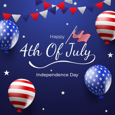 3 boyutlu balonlu 4 Temmuz arkaplan tasarımı