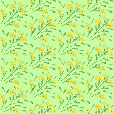 İlkbahar, bir orman ve bahçe ağacında çiçek açar, sarı mimoza, el yapımı, pürüzsüz bir desen..