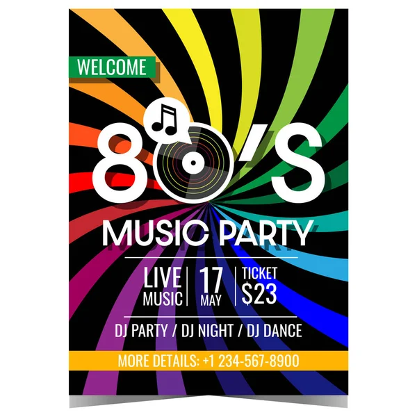 Retro Music Party Banner Nebo Plakát Design Vektorová Ilustrace Barevnými — Stockový vektor