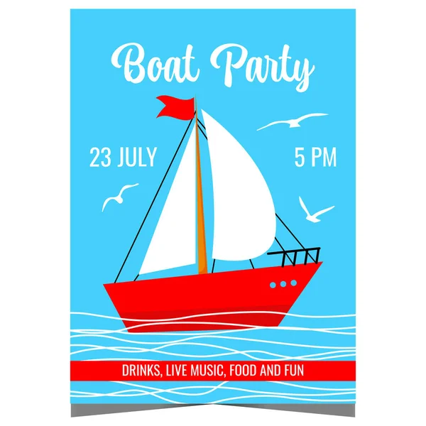 Векторная Иллюстрация Вечеринки Лодки Оформления Промо Плаката Баннера Приглашения Листовка — стоковый вектор