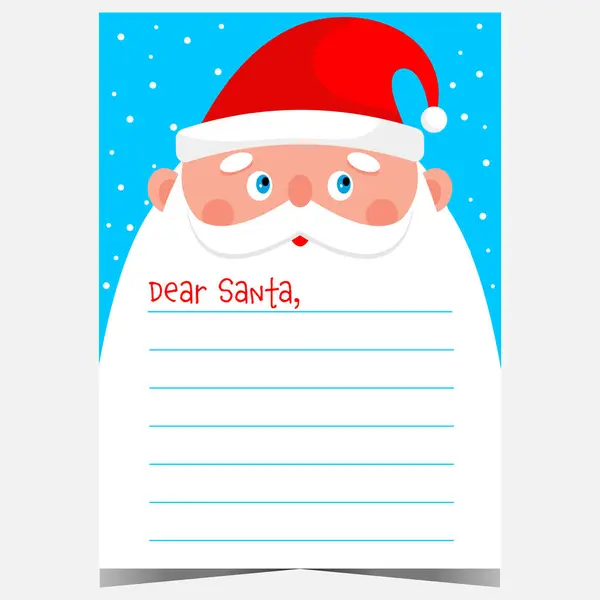 Christmas Letter Santa Claus Cartoon Character Background Blank Template Wish — Stock Vector