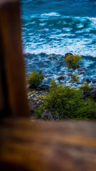 阿根廷巴塔哥尼亚带岩石的蓝色海背景 高质量的照片 — 图库照片