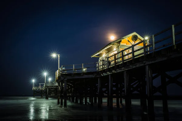 渔夫的码头在晚上 长期暴露 高质量的照片 — 图库照片