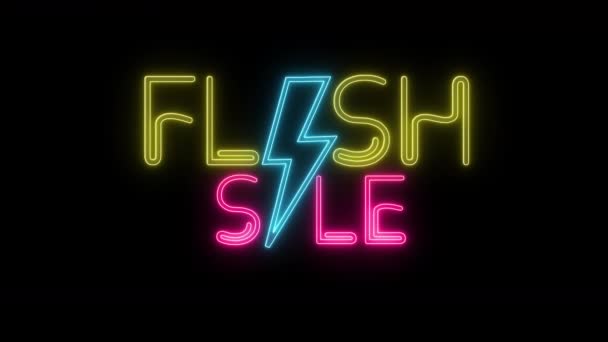 Flash Försäljning Neon Tecken Banner Bakgrund Animering För Flash Försäljning — Stockvideo