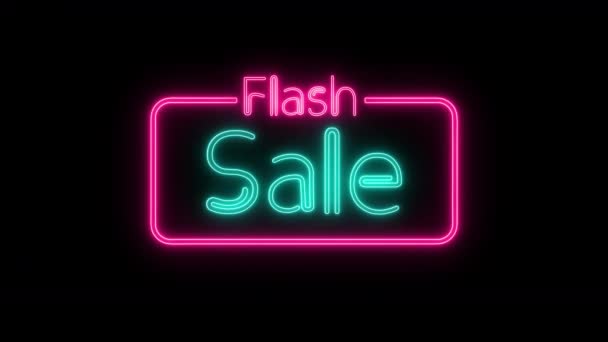 Flash Sale Neon Sign Banner Background Flash Sale Animation — Stock Video