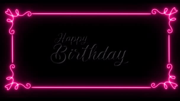 Herzlichen Glückwunsch Zum Geburtstag Neon Text Animation Alles Gute Zum — Stockvideo