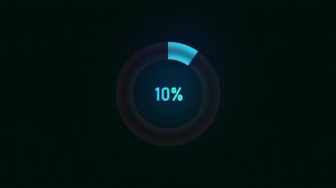 Computer digital technology concept of a loading screen with percentages in a circle. 