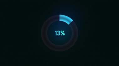 Computer digital technology concept of a loading screen with percentages in a circle. 