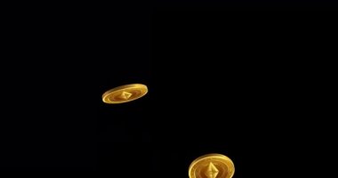 Düşen etherium paralar. Alfa kanalı.