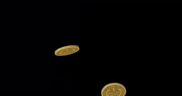 1ドル硬貨の落下 アルファチャンネル — ストック動画