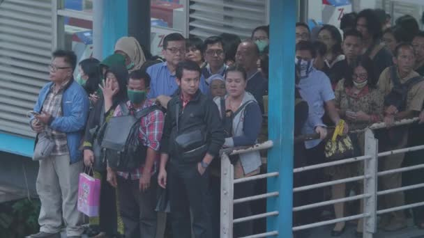 Jakarta Indonesien Juni 2023 Passagierdichte Trans Jakarta Bus Arbeitszeiten — Stockvideo