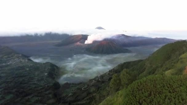 Vista Del Dron Del Monte Bromo Malang Java Oriental Indonesia — Vídeos de Stock