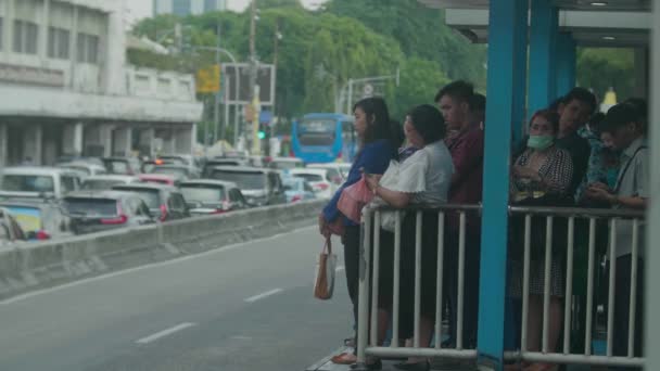 Jakarta Indonesia Giugno 2023 Trans Jakarta Densità Passeggeri Degli Autobus — Video Stock