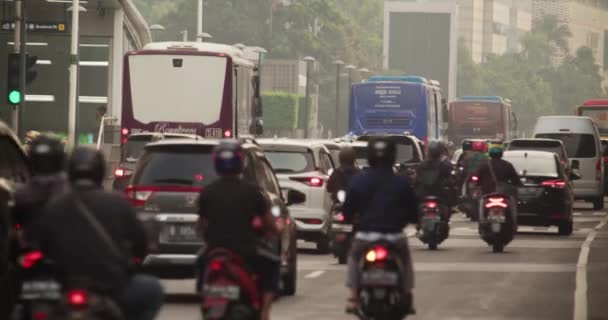 Dżakarta Indonezja Mczerwiec 2023 Gęstość Ruchu Dżakarcie Południu Godzinach Pracy — Wideo stockowe