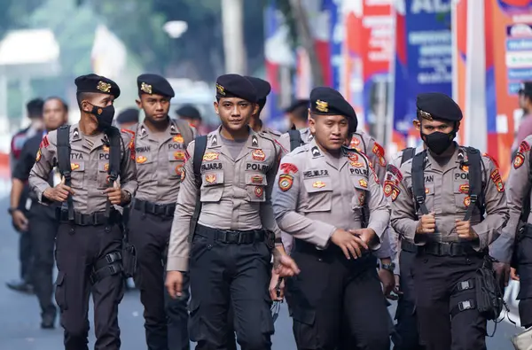 Yakarta Indonesia Septiembre 2023 Grupo Policía Estaba Guardia Para Asegurar —  Fotos de Stock