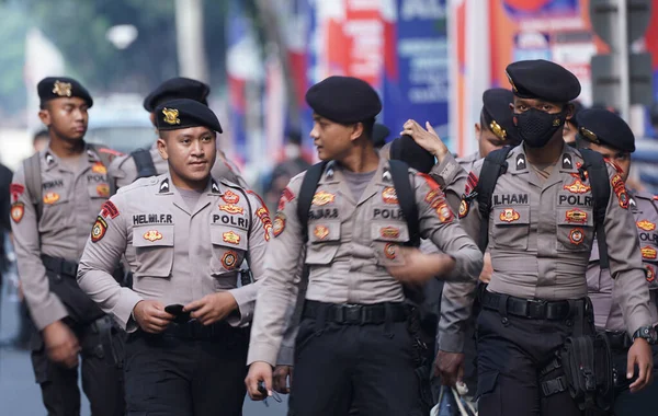 Yakarta Indonesia Septiembre 2023 Grupo Policía Estaba Guardia Para Asegurar —  Fotos de Stock
