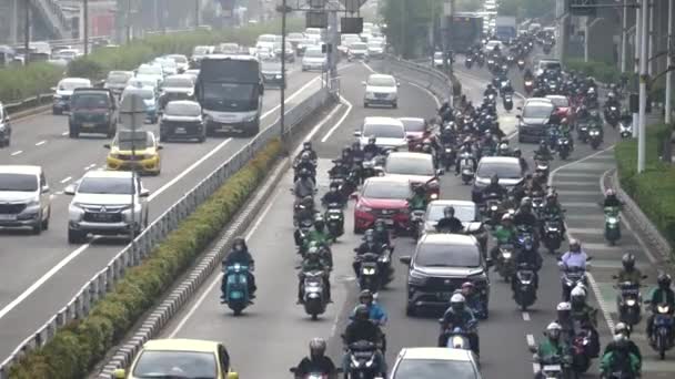 Jakarta Indonesien December 2023 Fordonstätheten Jakarta Morgonen — Stockvideo