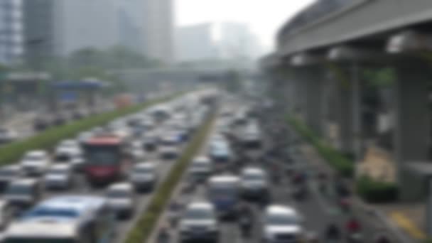 Streszczenie Tło Zajęty Ruch Chaotycznych Pojazdów Scrambling Autostradzie — Wideo stockowe