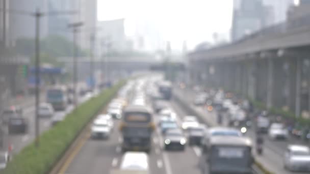 Abstraktní Pozadí Rušný Provoz Chaotickými Vozidly Šplhající Dálnici — Stock video