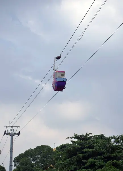 stock image cable car with blue sky background. Cable car in Taman Mini Indonesia Indah