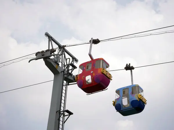 stock image cable car with blue sky background. Cable car in Taman Mini Indonesia Indah