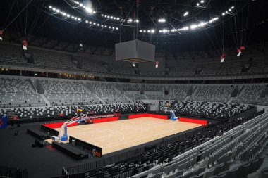 Jakarta, Endonezya - 20 Eylül 2024: basketbol sahası, Endonezya basketbol sahası Senayan Jakarta                           