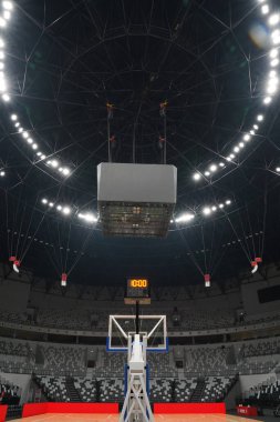 Jakarta, Endonezya - 20 Eylül 2024: basketbol sahası, Endonezya basketbol sahası Senayan Jakarta                           