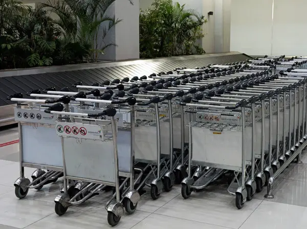 Jakarta, Endonezya-Ekim 2024: uçak yolcusu bagaj trolü