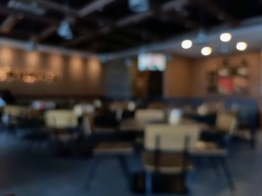 Arka plan kullanımı için kafenin ve restoran içinin bulanık görüntüsü.