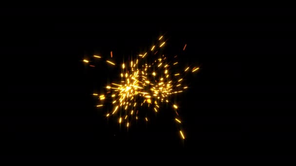 黒の背景に輝く金の星の粒子のアニメーション 動きの遷移オーバーレイ ビデオのアルファマット効果 — ストック動画