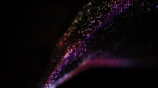 Abstrakt Animation Glöd Rosa Partiklar Våg Flöden Rörelse Mörkret För — Stockvideo