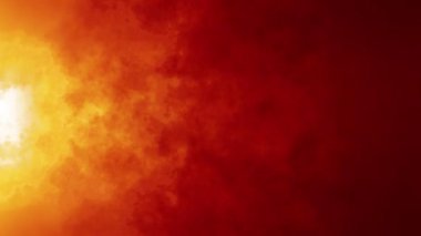 Turuncu kırmızı duman bulutu koyu soyut arka planda soldan sağa hareket ediyor. 4K 3D kusursuz, gerçekçi dramatik atmosfer siyah arka planda turuncu duman. Soyut Haze Bulutu. Canlandırma sisi 