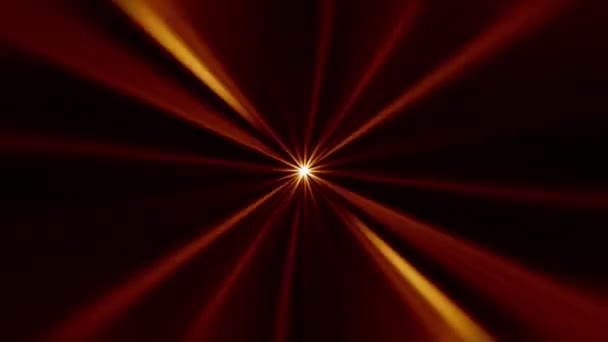 Centro Bucle Estrella Giratoria Resplandor Naranja Rayos Rojos Luces Lente — Vídeo de stock