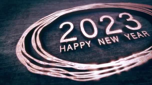 Animace Roku 2023 Šťastný Nový Rok Třpytivý Zlatý Chrom Text — Stock video