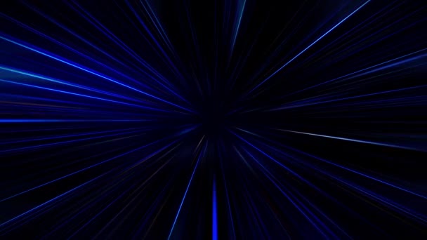 抽象的创造性粒子径向光速 4K渲染宇宙背景 蓝色霓虹灯 红外光 — 图库视频影像