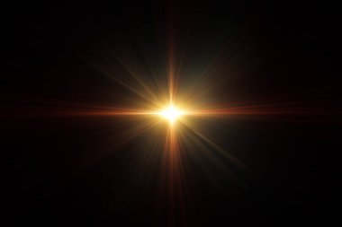 3D illüstrasyon Lens Fişeği. Siyah zemin üzerinde ışık. Kaplama eklemek için Optik Fişek 3B oluşturma efekti. Soyut güneş, dijital merceğin parlamasını sağlar.