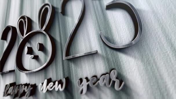 Animace Roku 2023 Šťastný Nový Rok Růžový Stříbrný Chromovaný Text — Stock video