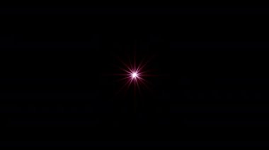 4K döngü merkezi pembe kırmızı yıldız dönen altın ışınlar optik lens ışıkları parlak animasyon sanat arkaplanı. Lamba ışınları dinamik, parlak video görüntülerini etkiler. Altın parıldayan yıldız optik ışık hareketi.