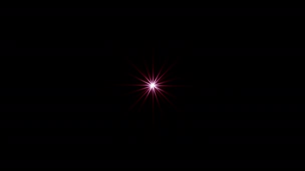 Цикл Центр Рожева Червона Зірка Обертається Світінням Золотих Променів Запалює — стокове відео