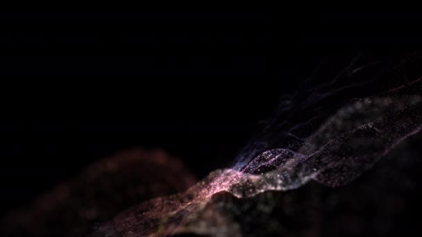 Astratto Ciclo Animazione Bagliore Rosa Particelle Onda Scorre Movimento Buio — Video Stock