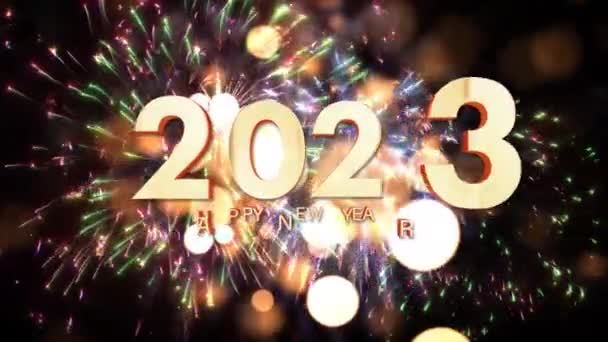 Felice Anno Nuovo 2023 Oro Saluto Celebrazione Del Testo Con — Video Stock