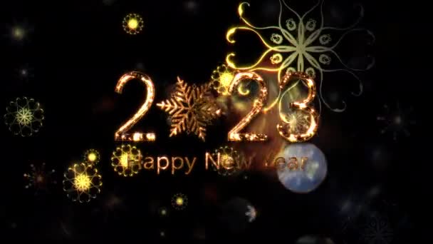 Свято Тло Кінематографічний Анімація 2023 Щасливий Новий Рік Блискучий Щасливий — стокове відео