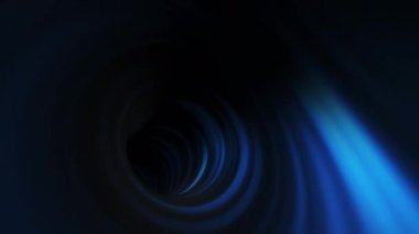 Soyut döngü koyu mavi tünel dönüş animasyon arkaplanı. 4K 3D Sanat sonsuz döngü Bilim Kurgu grungy hiperuzay girdap tüneli.