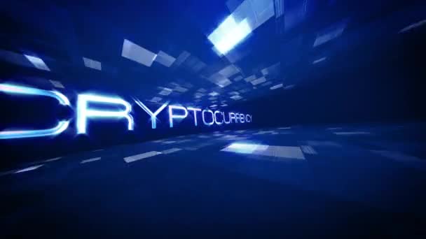 Kryptowährung Text Science Technologie Futuristischen Filmischen Titel Hintergrund Crypto Currency — Stockvideo